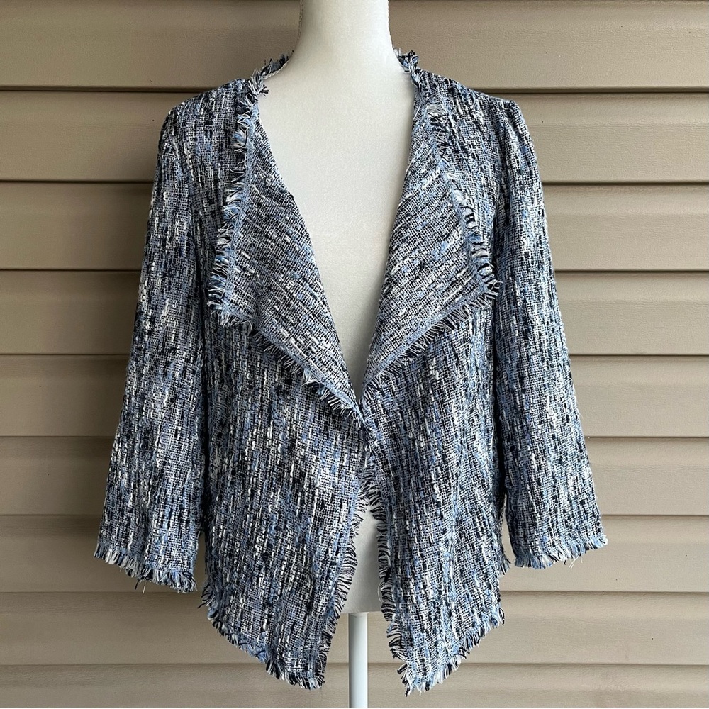 •Roz & Ali• Tweed Open Front Blazer - Size Large